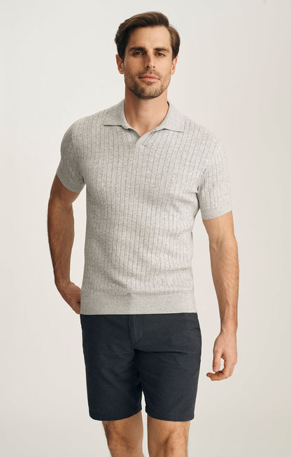 34 Heritage Melange Polo Sweater In Light Grey