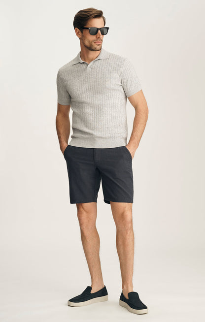 34 Heritage Melange Polo Sweater In Light Grey