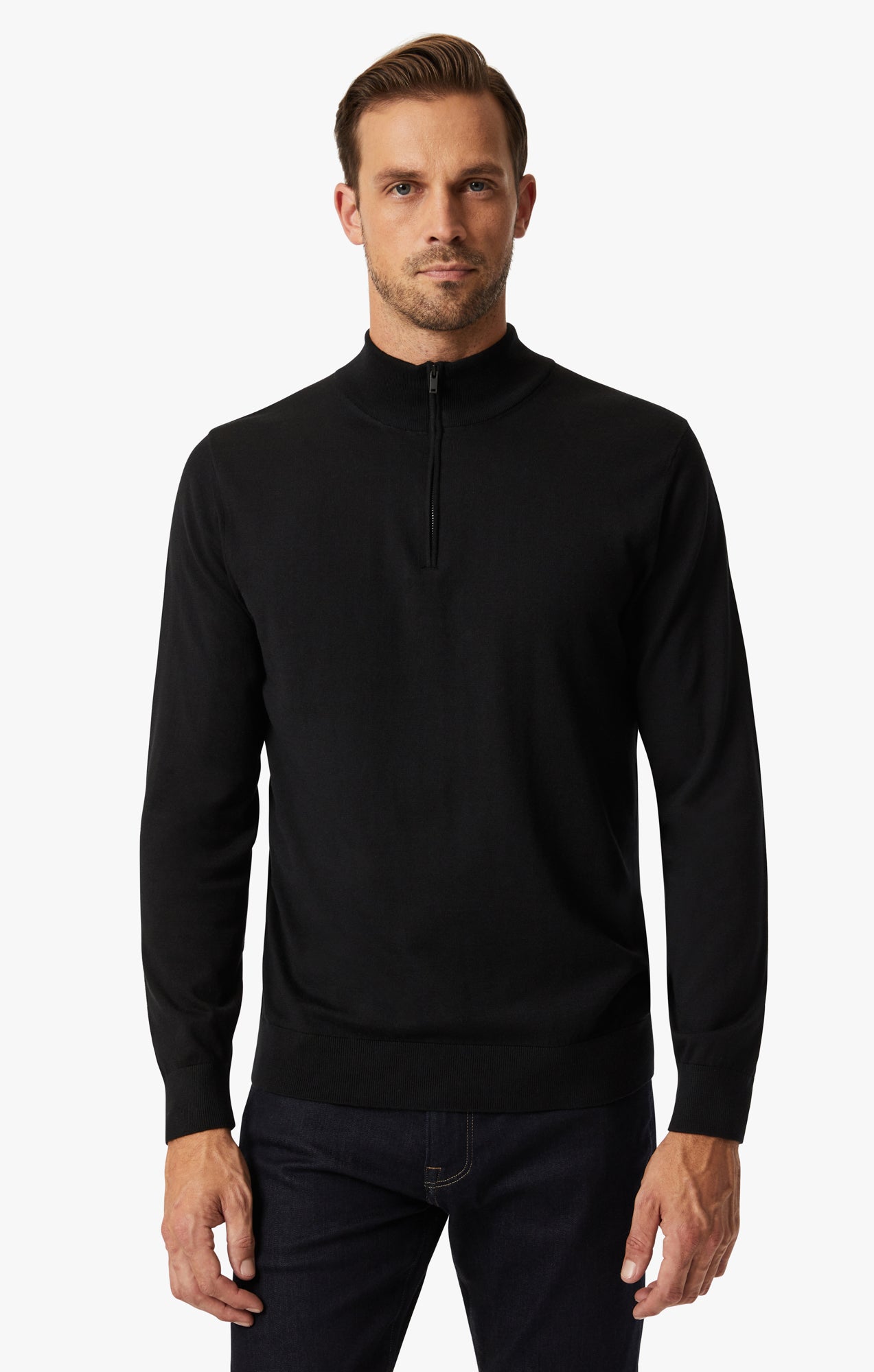 34 Heritage Quarter Zip Sweater In Black