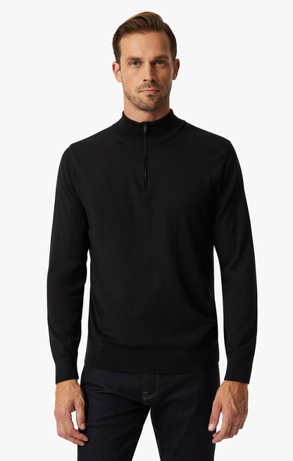 34 Heritage Quarter Zip Sweater In Black