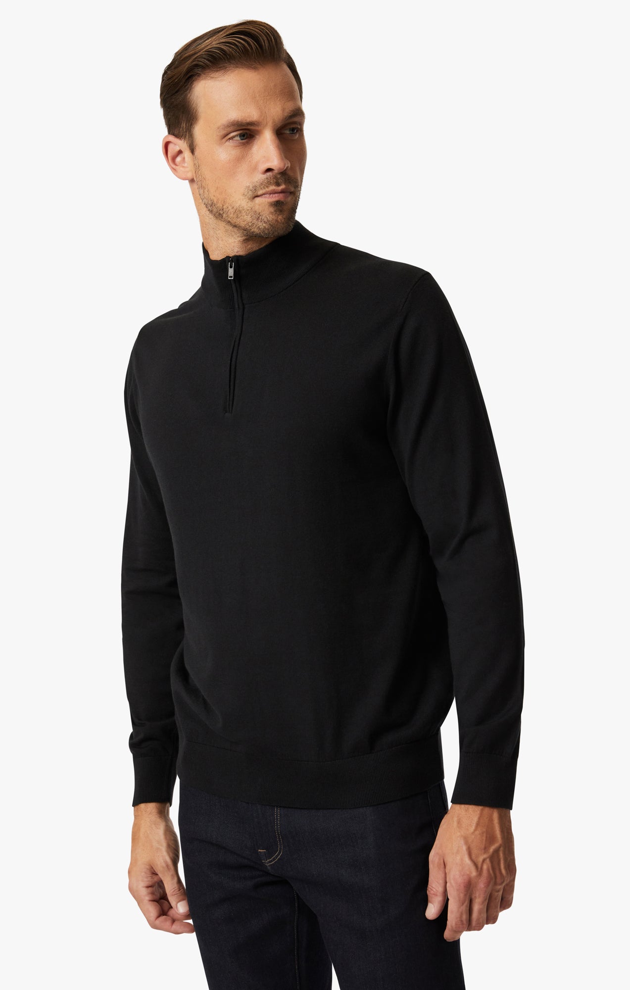 34 Heritage Quarter Zip Sweater In Black
