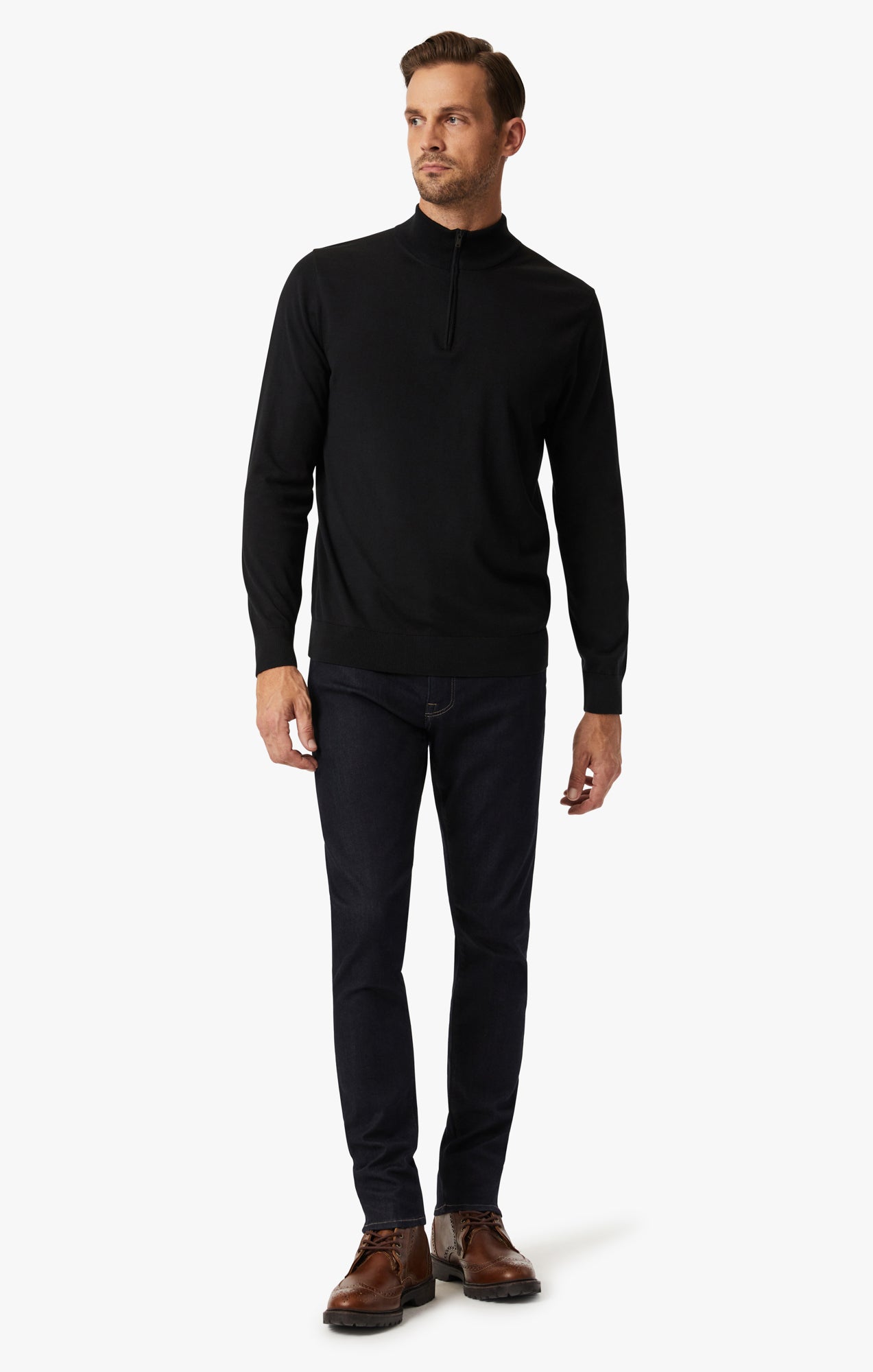 34 Heritage Quarter Zip Sweater In Black