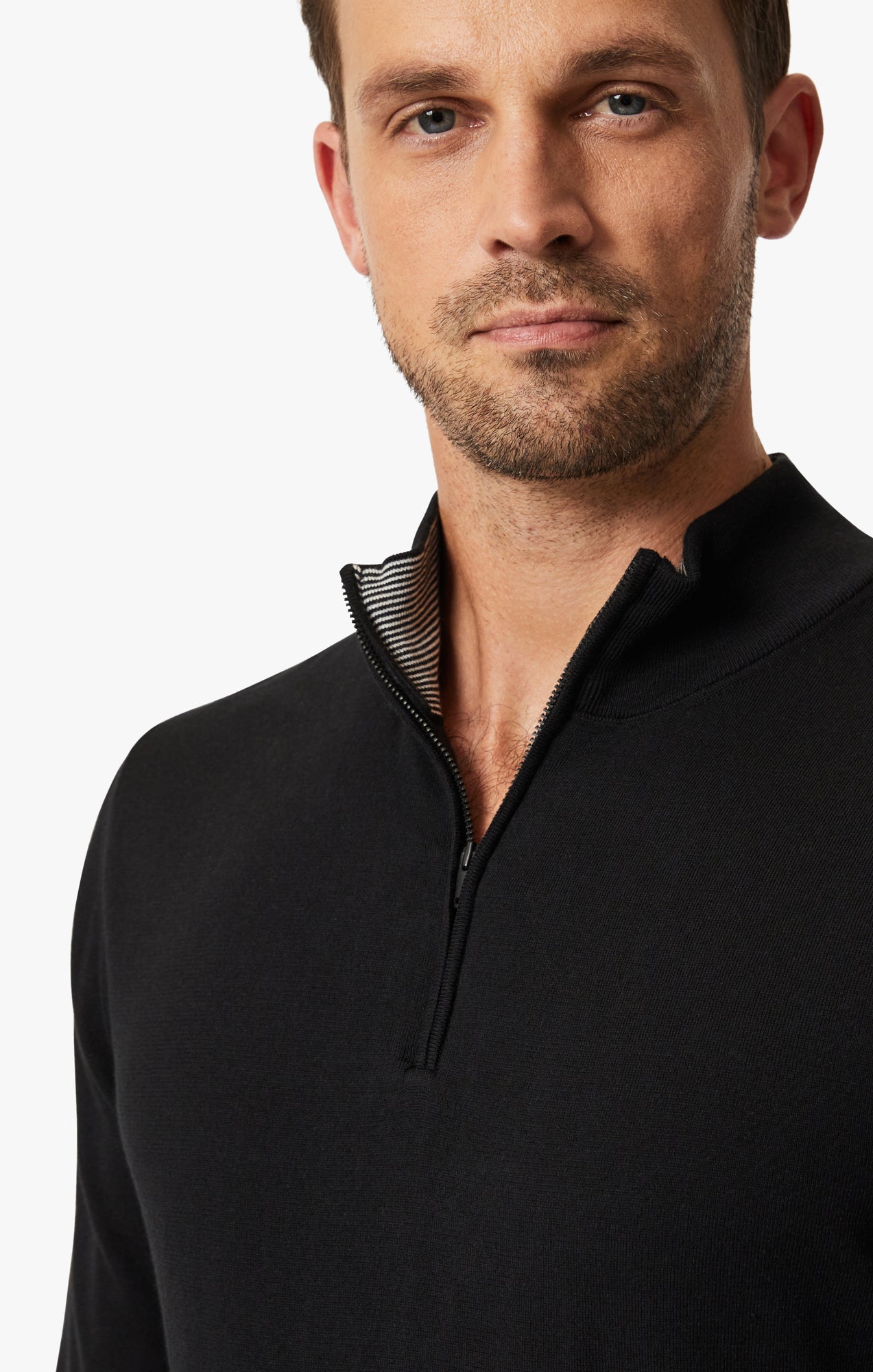 34 Heritage Quarter Zip Sweater In Black