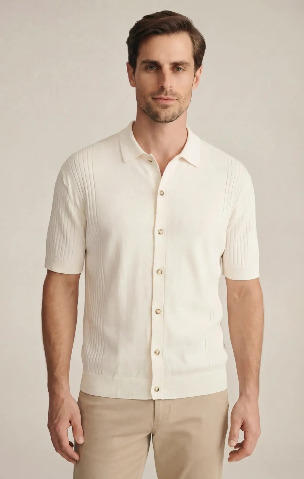 34 Heritage Button Up Sweater In Silver Birch