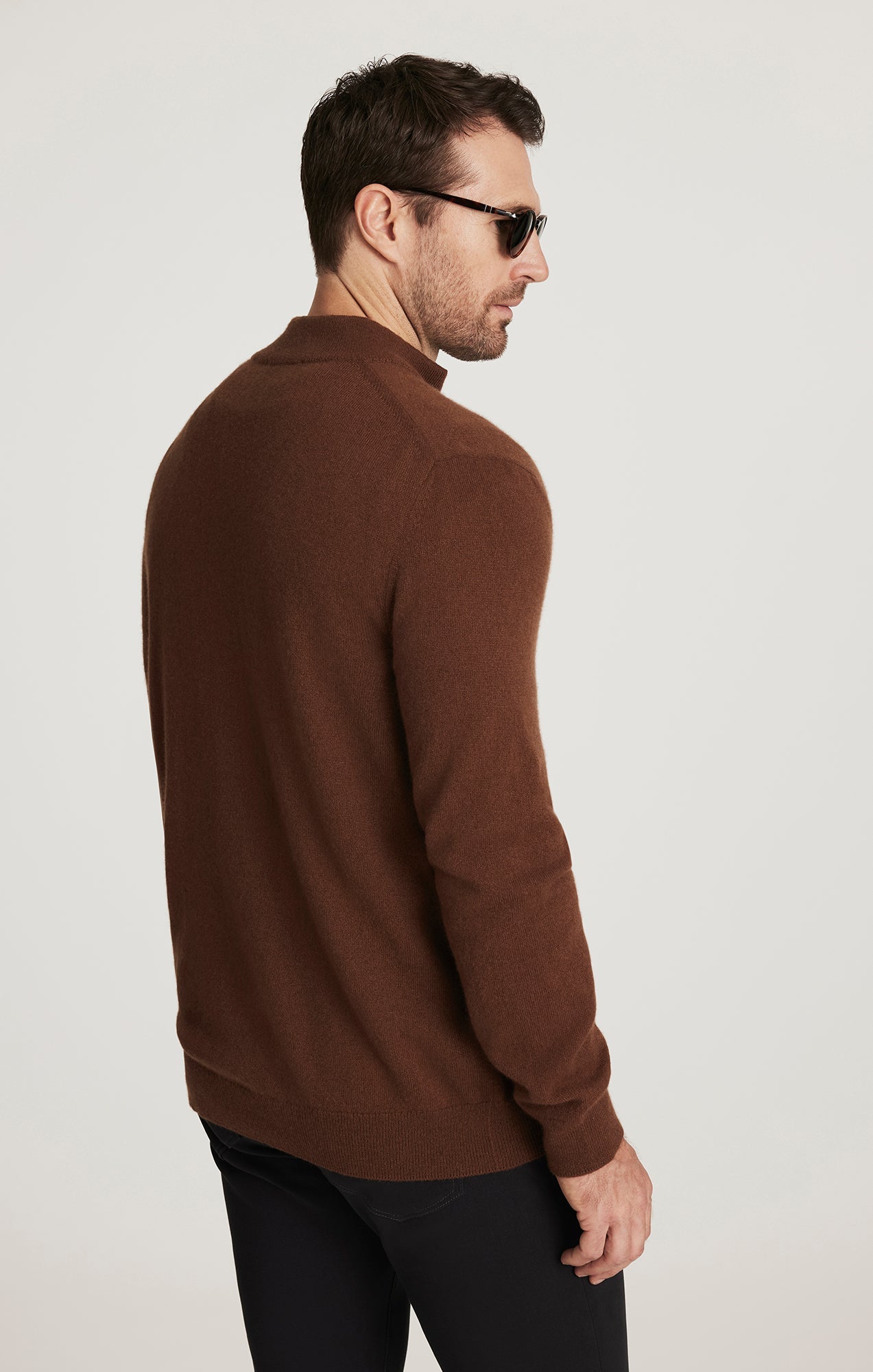 34 Heritage Cashmere Quarter Zip Sweater In Brown