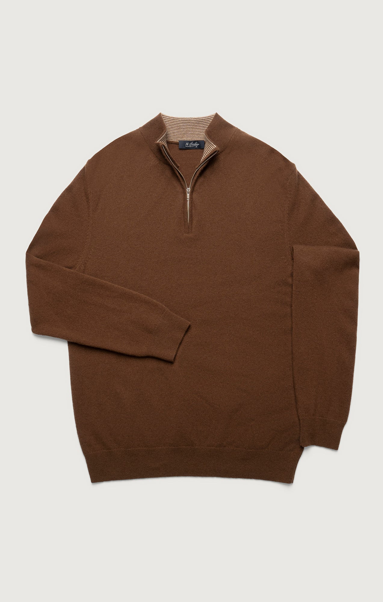 34 Heritage Cashmere Quarter Zip Sweater In Brown