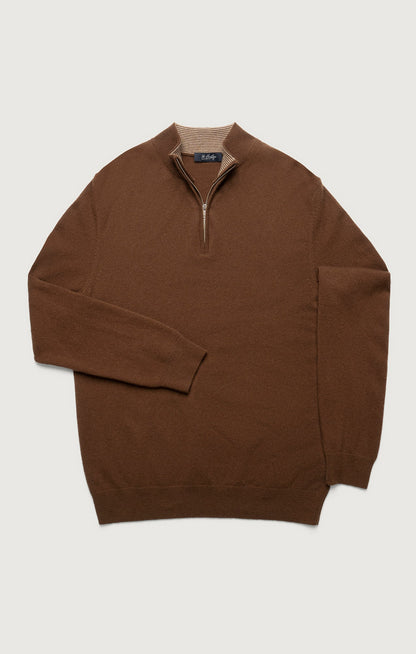 34 Heritage Cashmere Quarter Zip Sweater In Brown