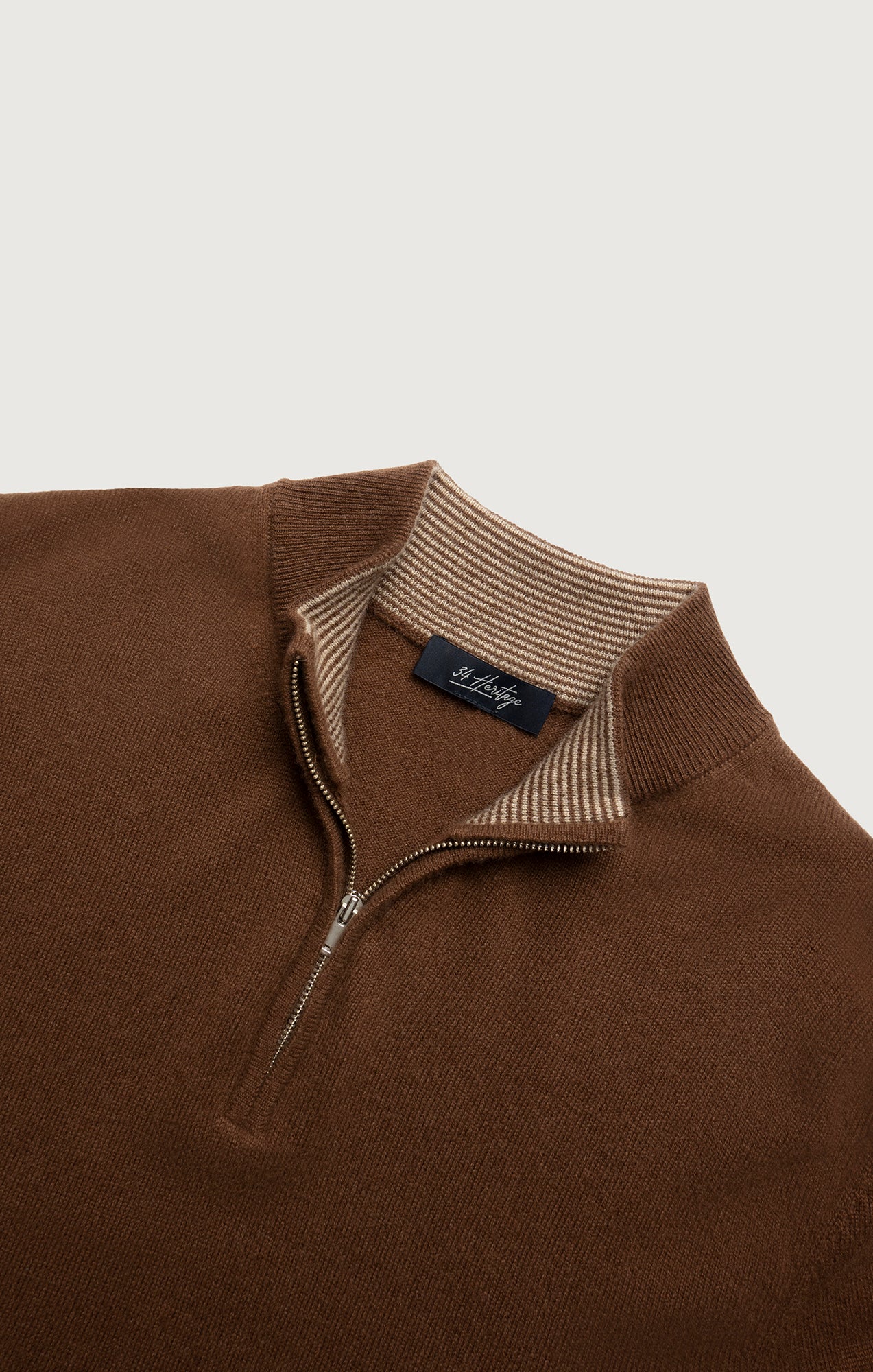 34 Heritage Cashmere Quarter Zip Sweater In Brown