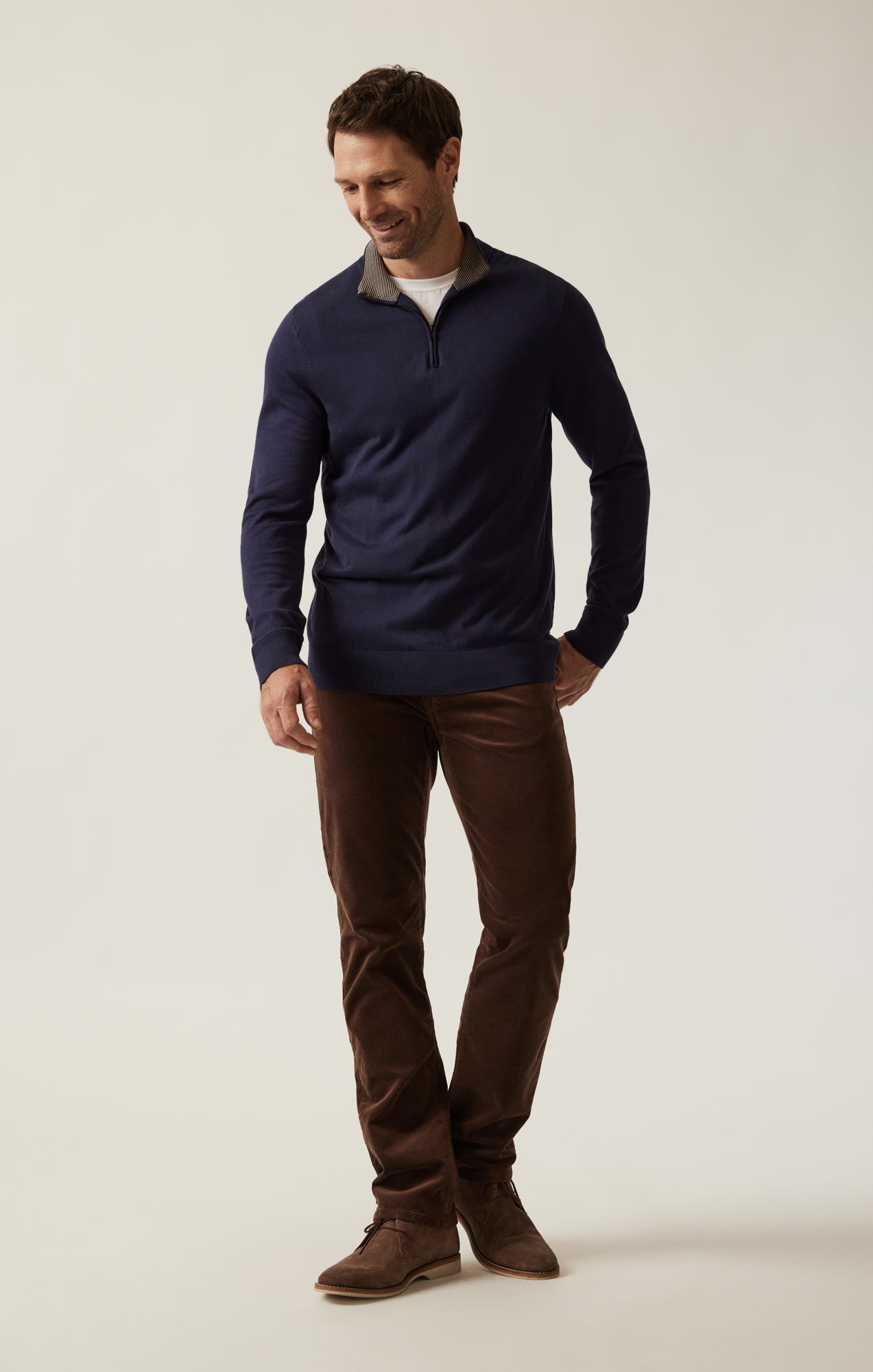 34 Heritage Quarter Zip Sweater In Navy