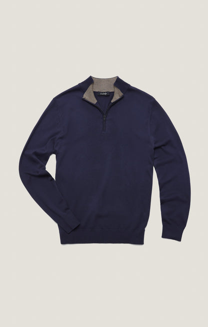 34 Heritage Quarter Zip Sweater In Navy