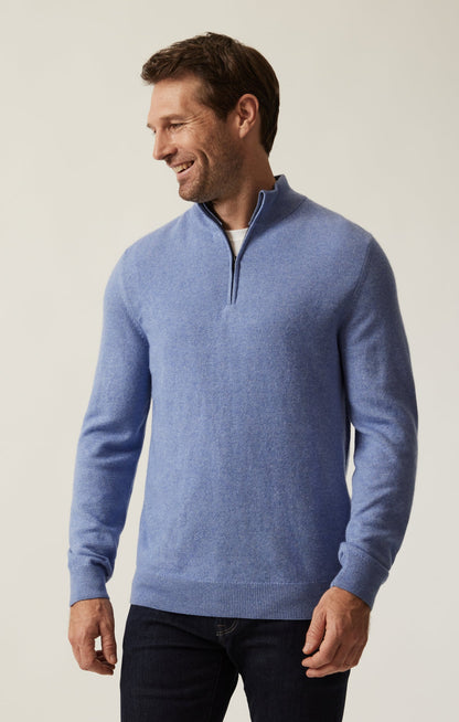 34 Heritage Cashmere Quarter Zip Sweater In Skipper Blue