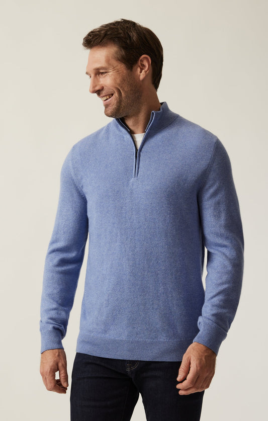 34 Heritage Cashmere Quarter Zip Sweater In Skipper Blue