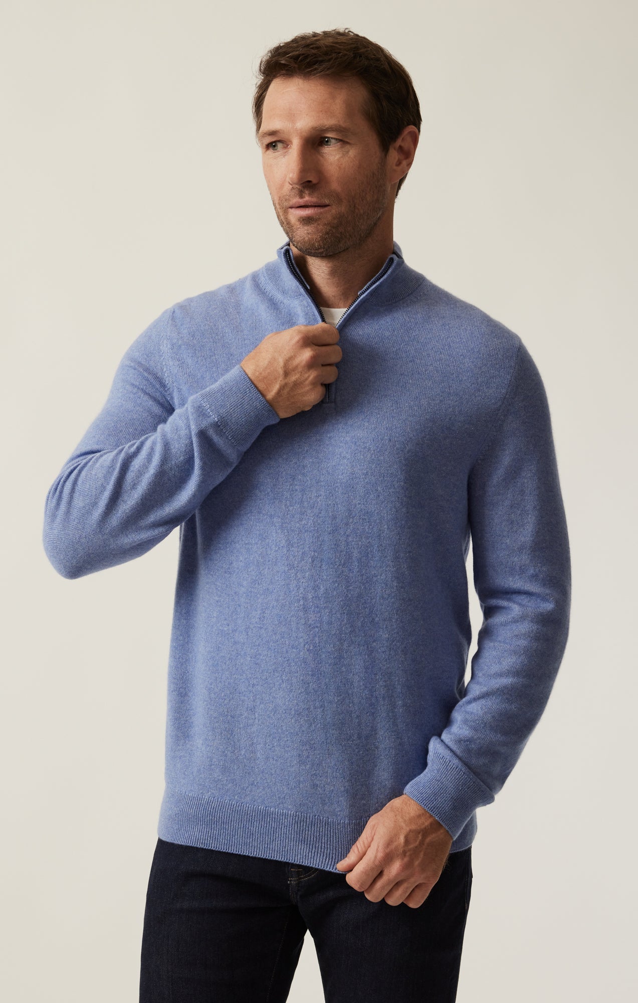 34 Heritage Cashmere Quarter Zip Sweater In Skipper Blue
