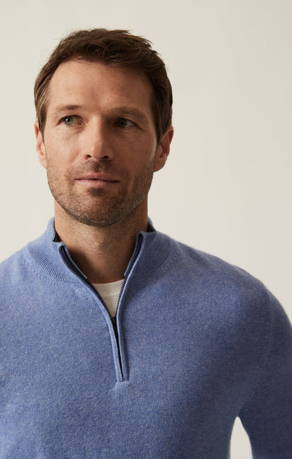 34 Heritage Cashmere Quarter Zip Sweater In Skipper Blue