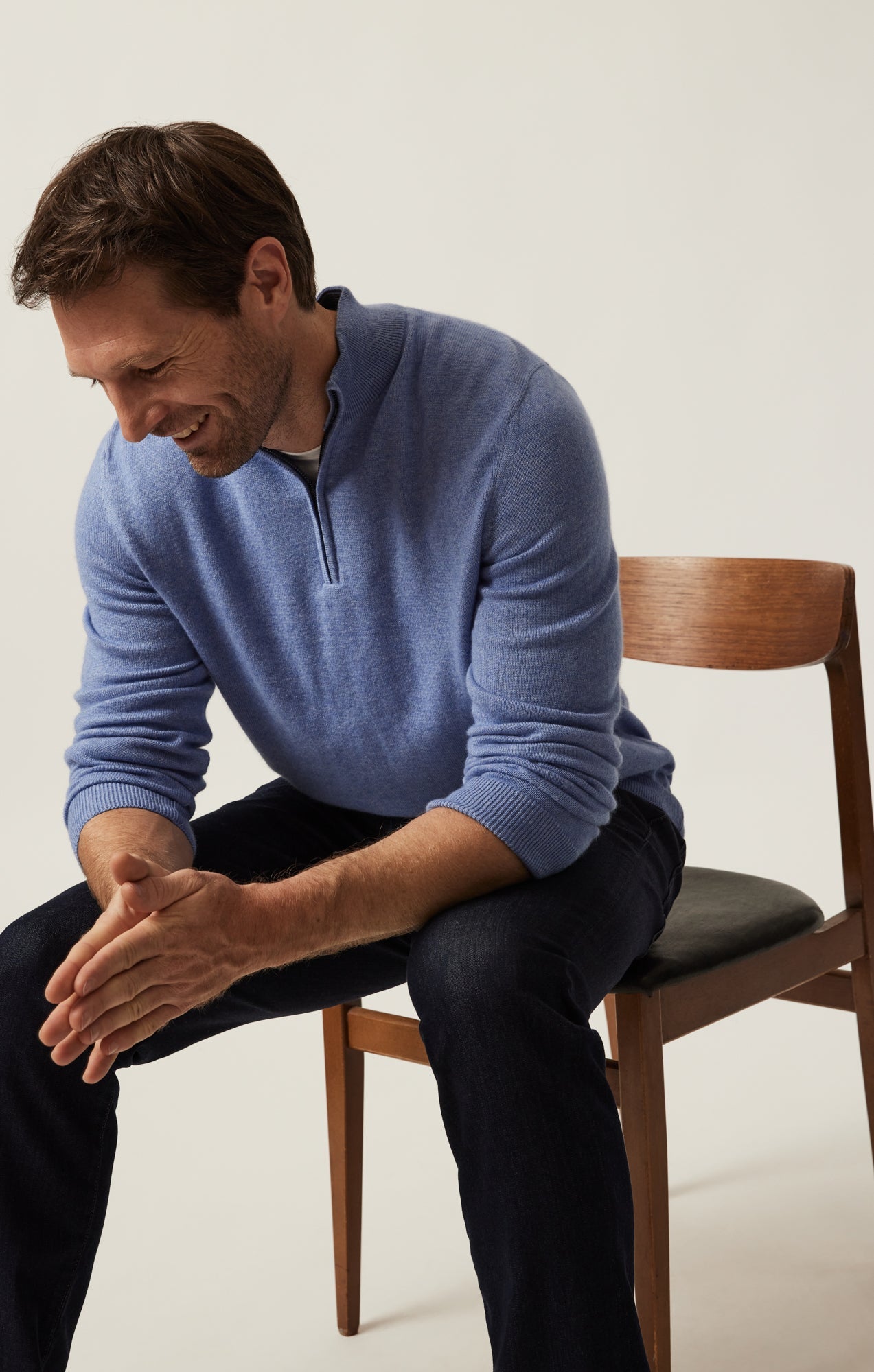 34 Heritage Cashmere Quarter Zip Sweater In Skipper Blue