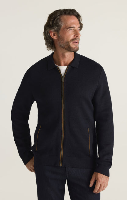34 Heritage Zip Up Cardigan in Navy