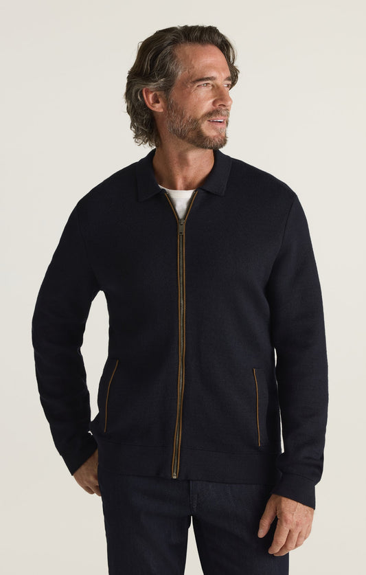 34 Heritage Zip Up Cardigan in Navy