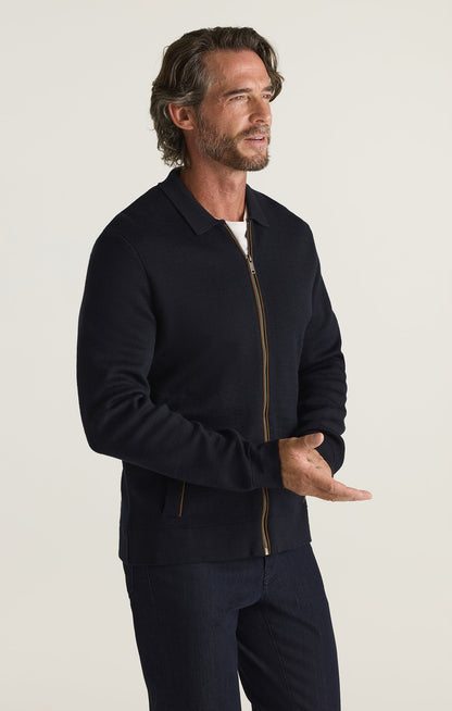 34 Heritage Zip Up Cardigan in Navy