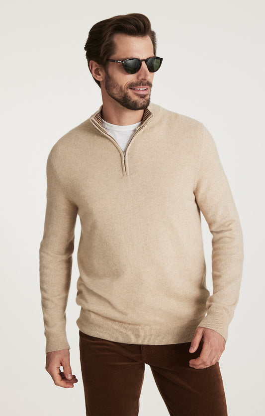 34 Heritage Cashmere Quarter Zip Sweater In Beige
