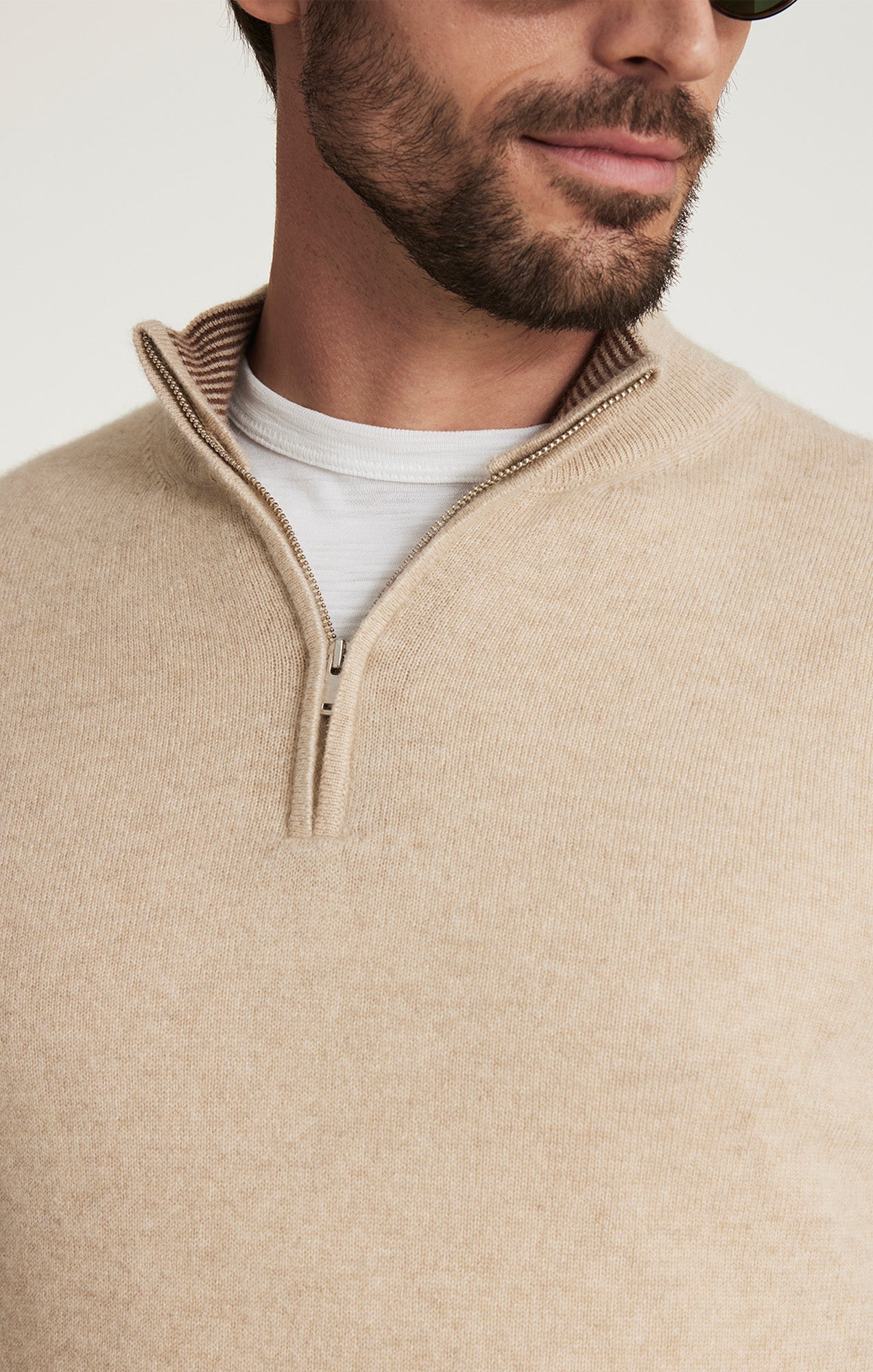 34 Heritage Cashmere Quarter Zip Sweater In Beige