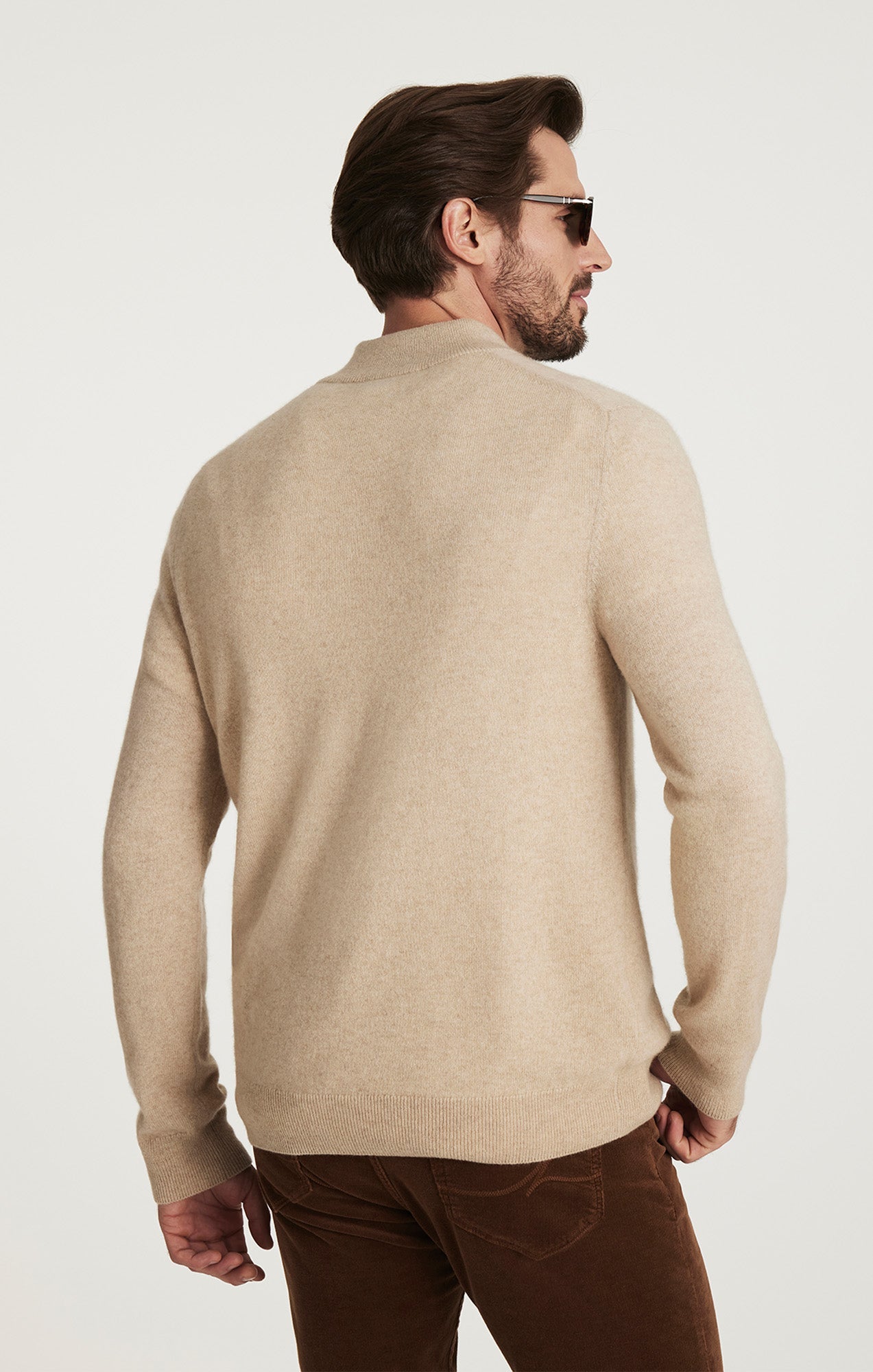 34 Heritage Cashmere Quarter Zip Sweater In Beige