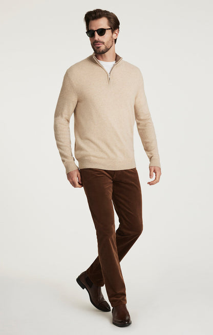 34 Heritage Cashmere Quarter Zip Sweater In Beige