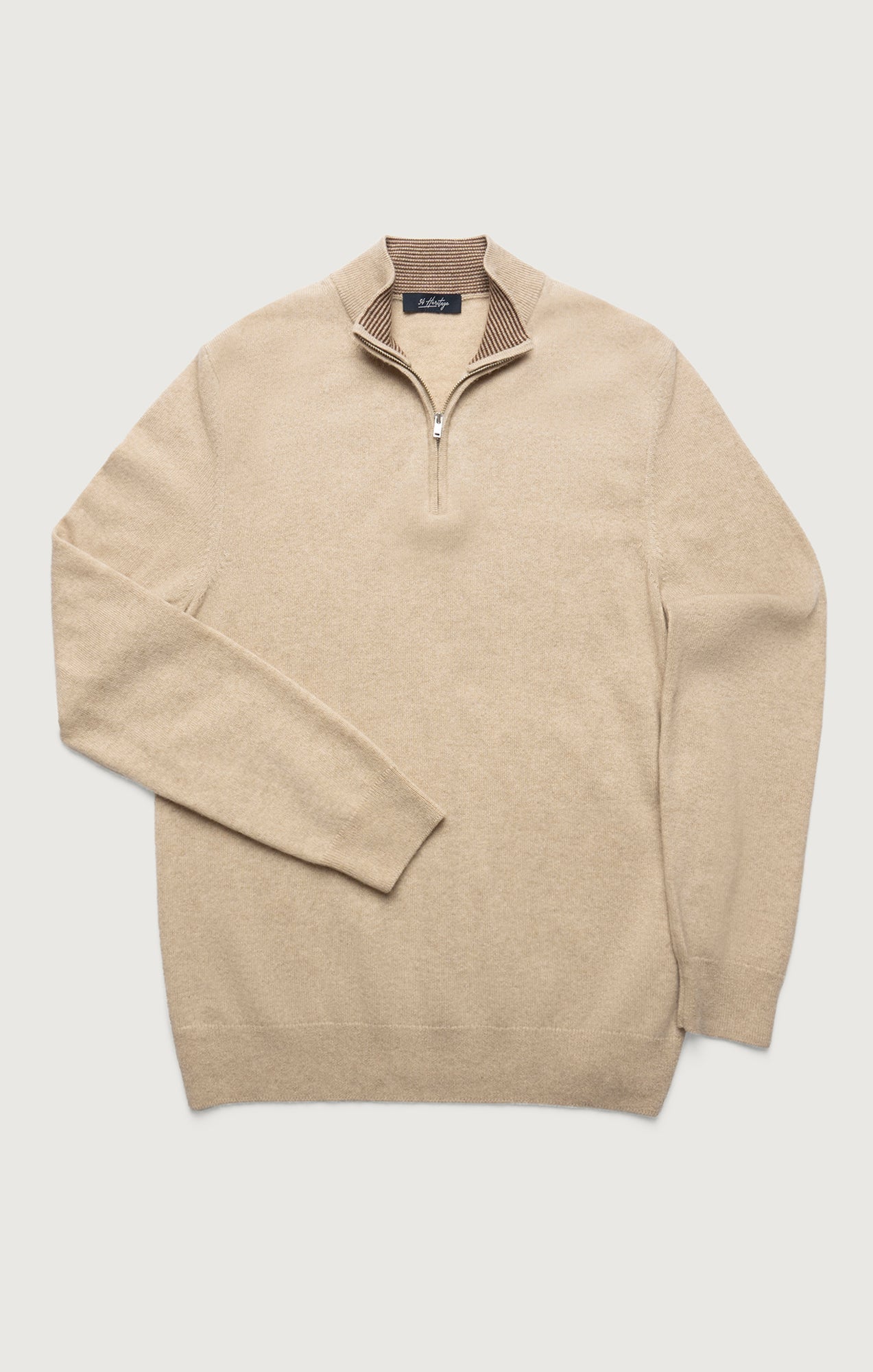 34 Heritage Cashmere Quarter Zip Sweater In Beige