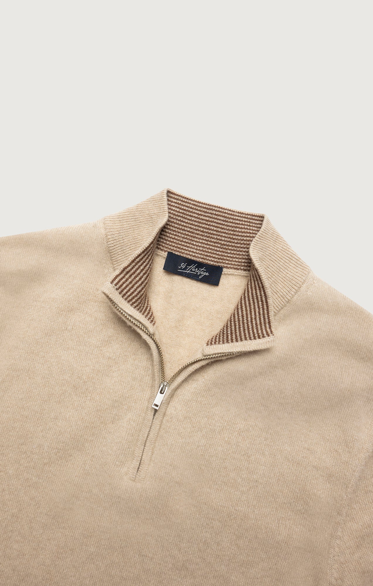 34 Heritage Cashmere Quarter Zip Sweater In Beige