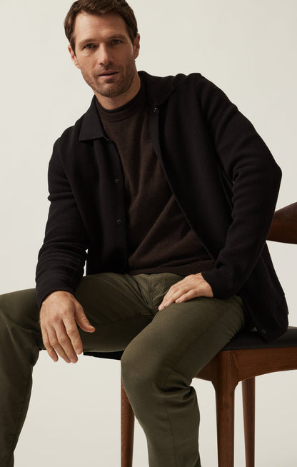 34 Heritage Full Button Cardigan In Black