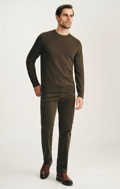 34 Heritage Cashmere Wool Blend Crew Neck Sweater In Khaki