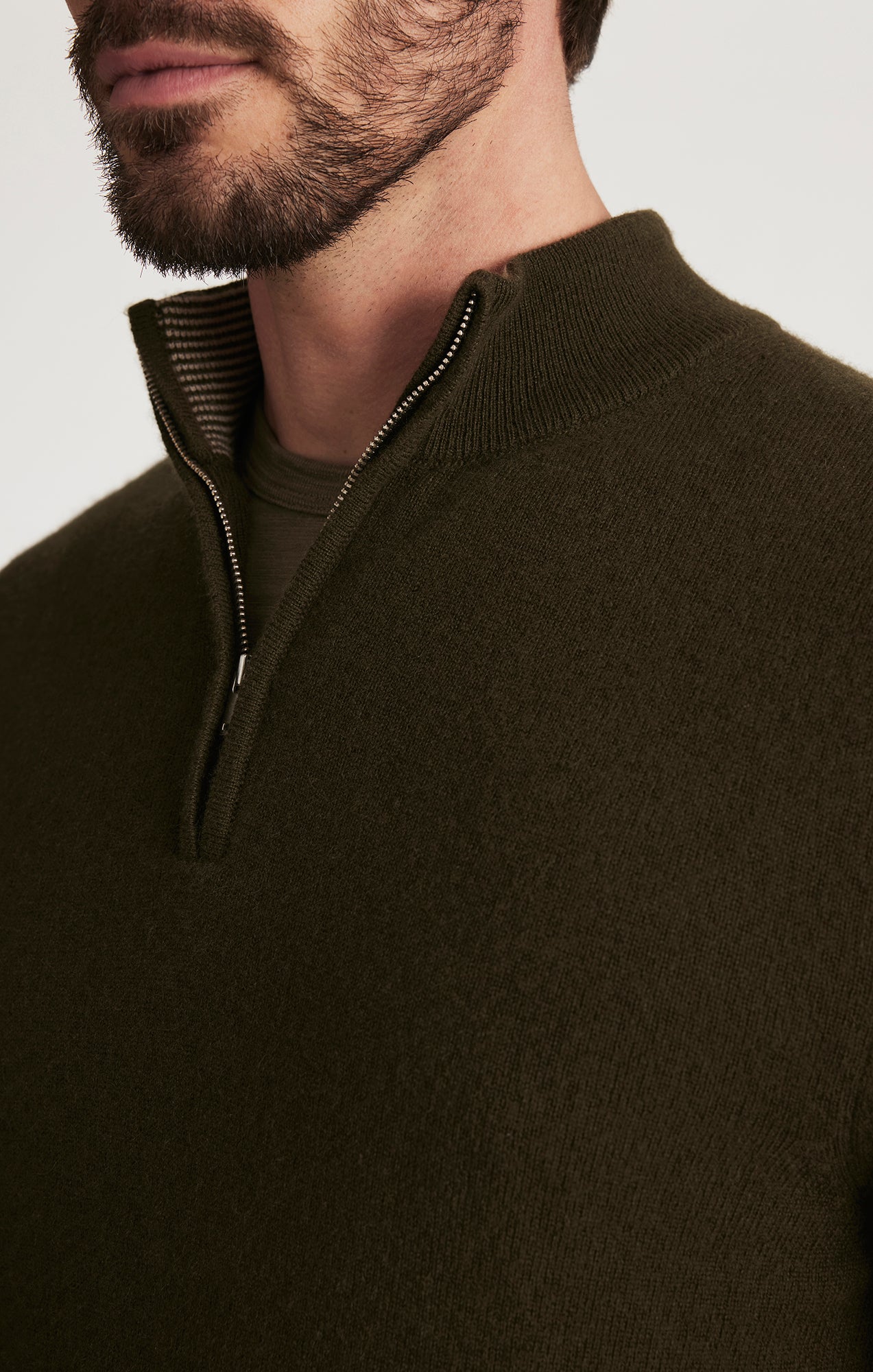 34 Heritage Cashmere Quarter Zip Sweater In Khaki