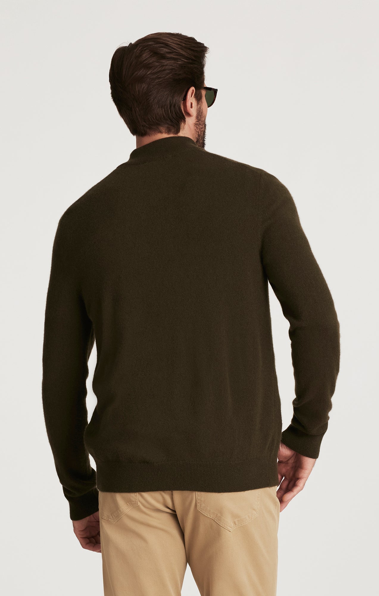 34 Heritage Cashmere Quarter Zip Sweater In Khaki