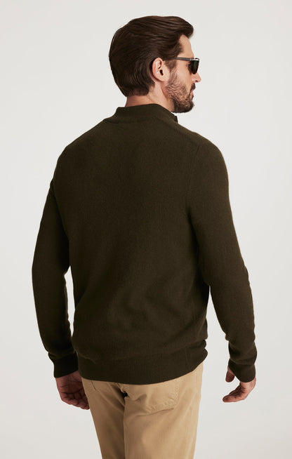 34 Heritage Cashmere Quarter Zip Sweater In Khaki