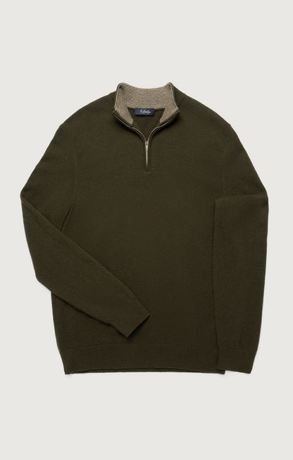 34 Heritage Cashmere Quarter Zip Sweater In Khaki