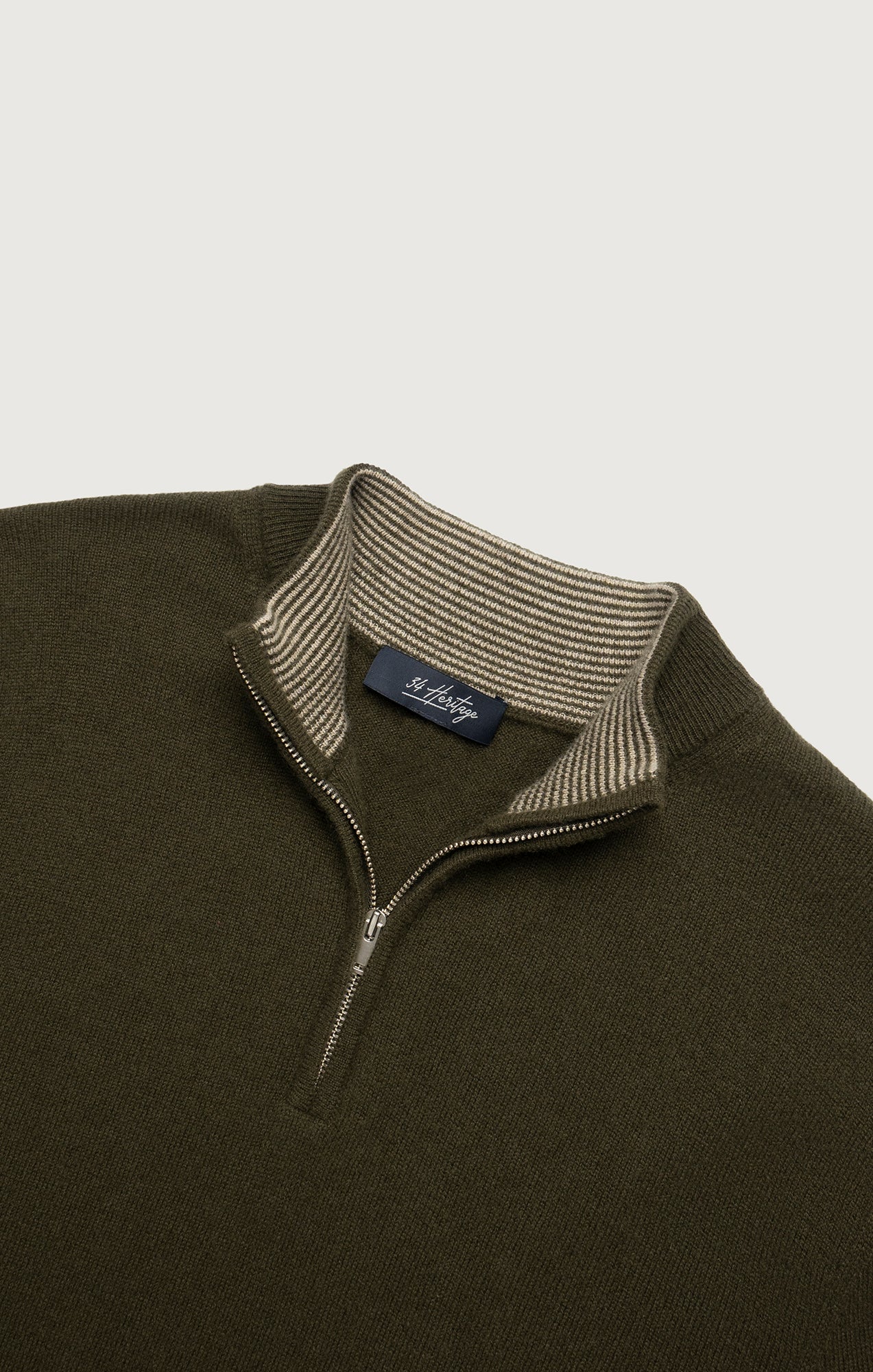 34 Heritage Cashmere Quarter Zip Sweater In Khaki