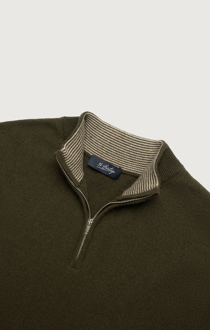 34 Heritage Cashmere Quarter Zip Sweater In Khaki