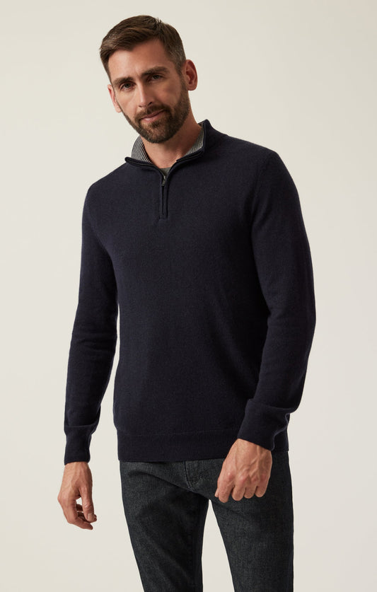 34 Heritage Cashmere Quarter Zip Sweater In Dark Navy