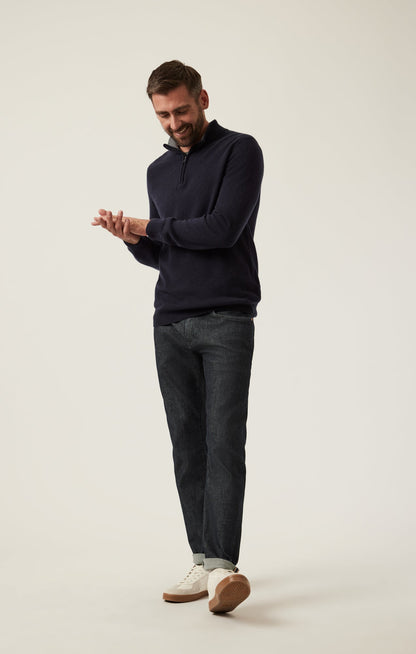 34 Heritage Cashmere Quarter Zip Sweater In Dark Navy
