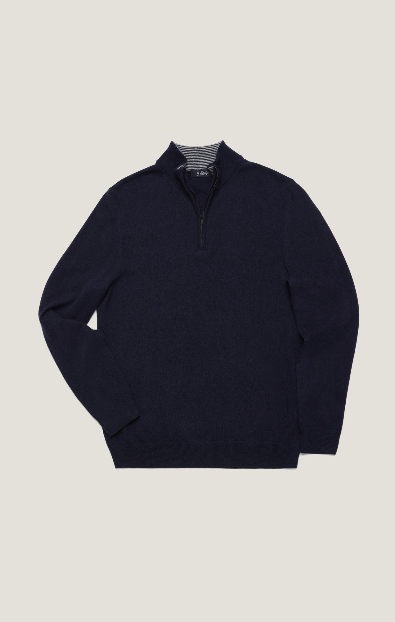 34 Heritage Cashmere Quarter Zip Sweater In Dark Navy