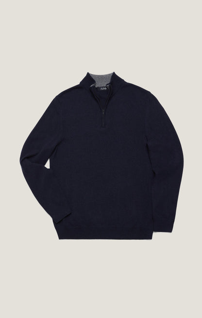34 Heritage Cashmere Quarter Zip Sweater In Dark Navy