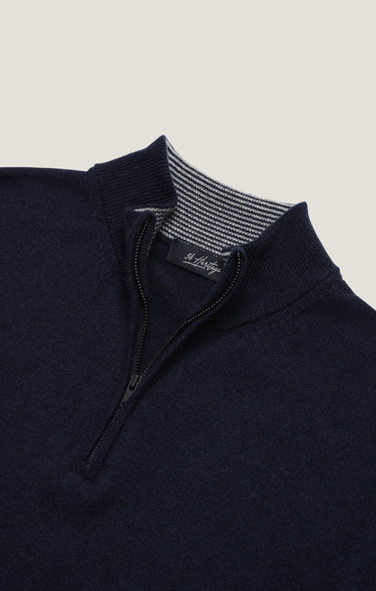 34 Heritage Cashmere Quarter Zip Sweater In Dark Navy