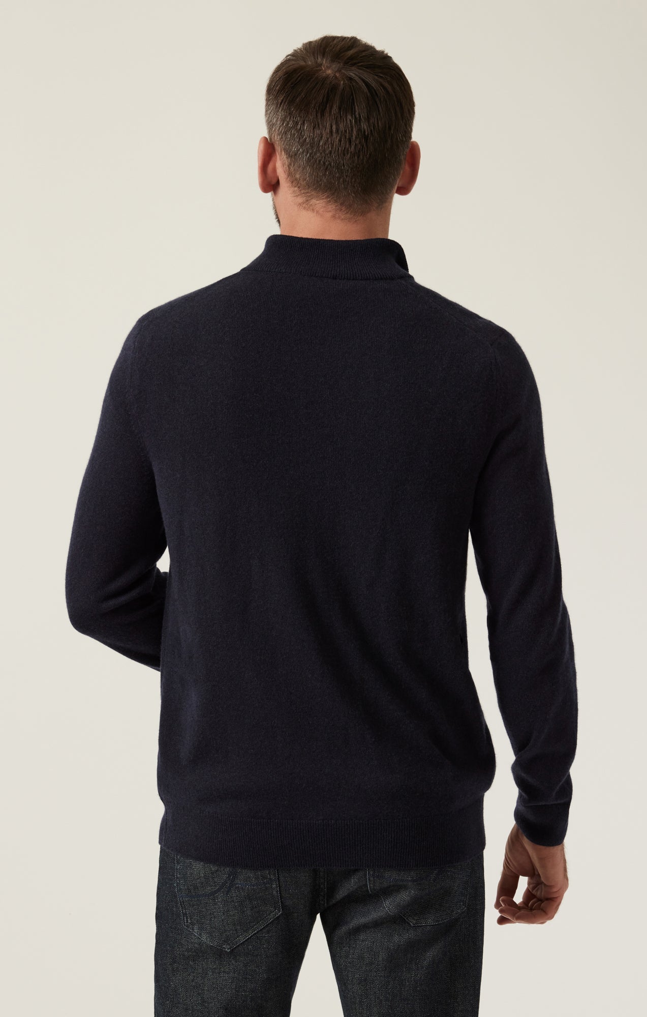 34 Heritage Cashmere Quarter Zip Sweater In Dark Navy