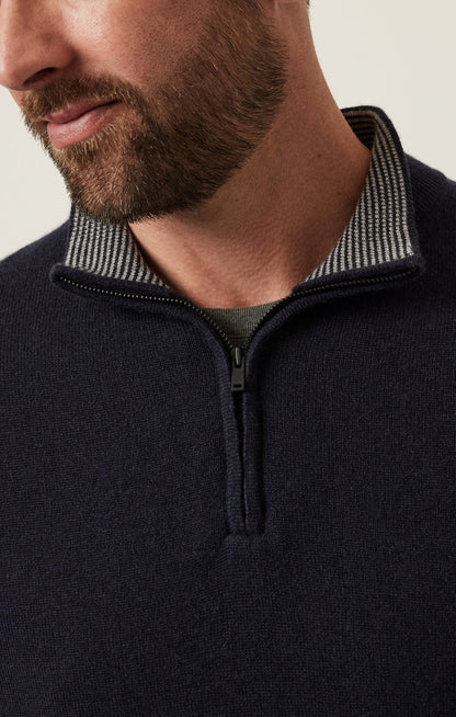 34 Heritage Cashmere Quarter Zip Sweater In Dark Navy
