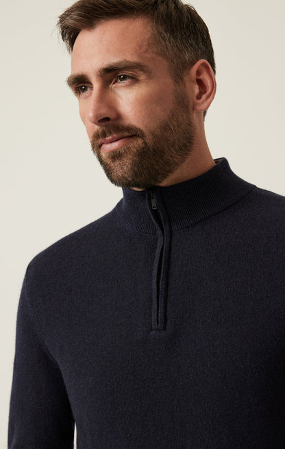 34 Heritage Cashmere Quarter Zip Sweater In Dark Navy