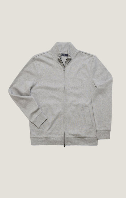 34 Heritage High Neck Zip-Up Sweatshirt In Grey Melange