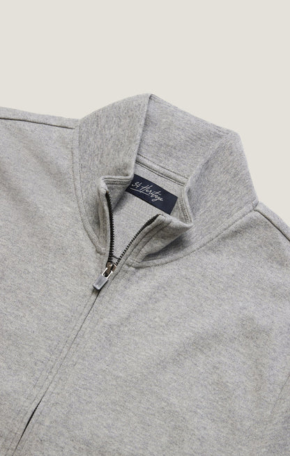 34 Heritage High Neck Zip-Up Sweatshirt In Grey Melange