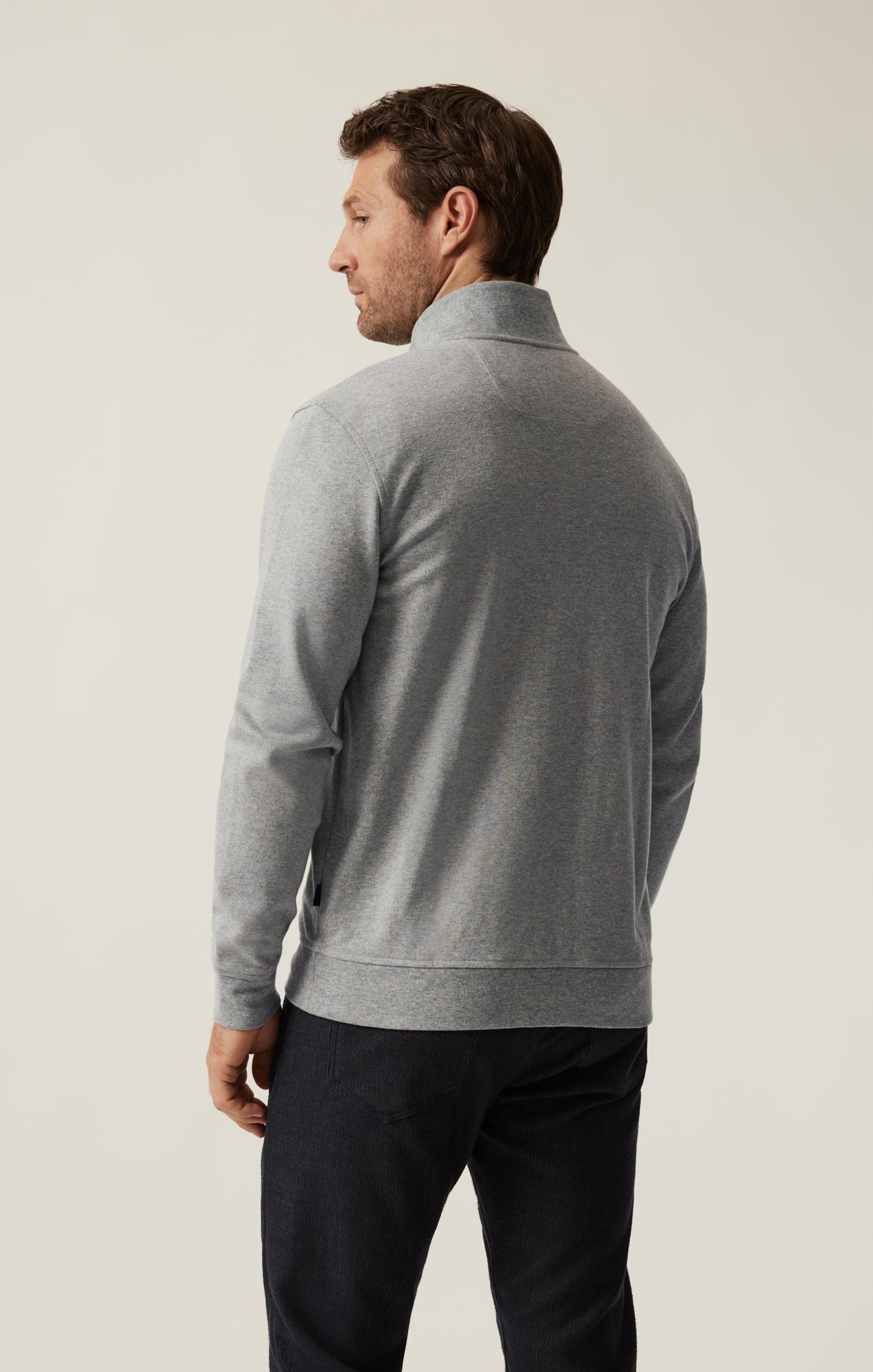 34 Heritage High Neck Zip-Up Sweatshirt In Grey Melange