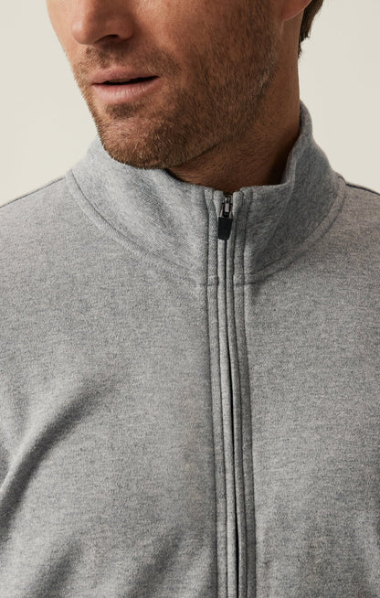 34 Heritage High Neck Zip-Up Sweatshirt In Grey Melange
