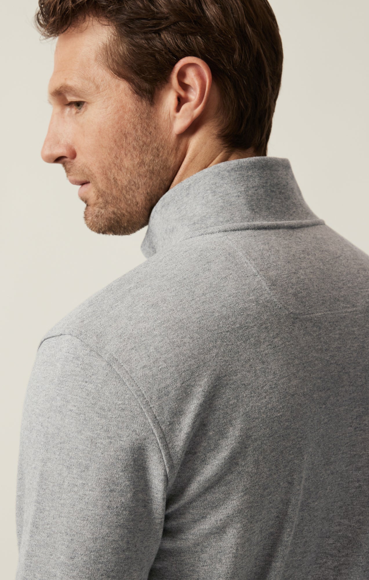 34 Heritage High Neck Zip-Up Sweatshirt In Grey Melange