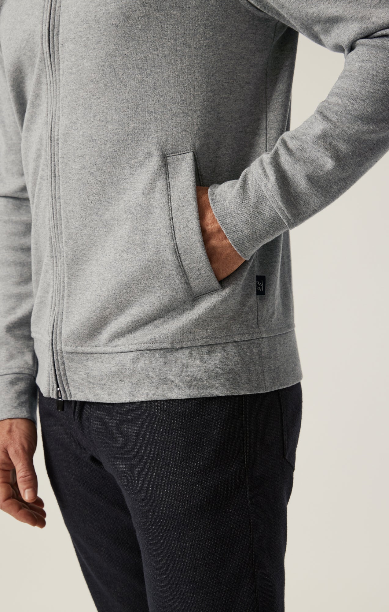 34 Heritage High Neck Zip-Up Sweatshirt In Grey Melange
